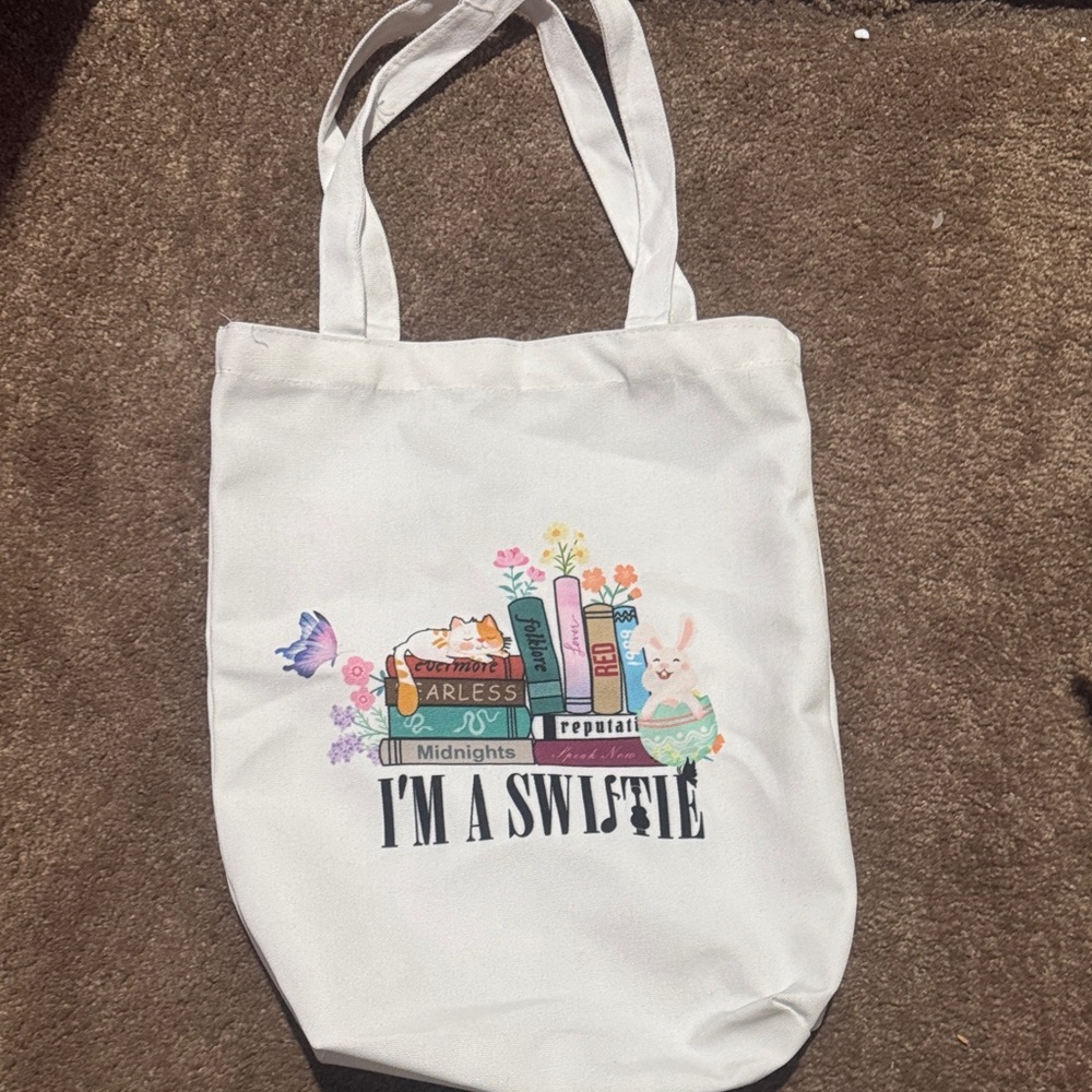 White Tote Bag with Colorful Print